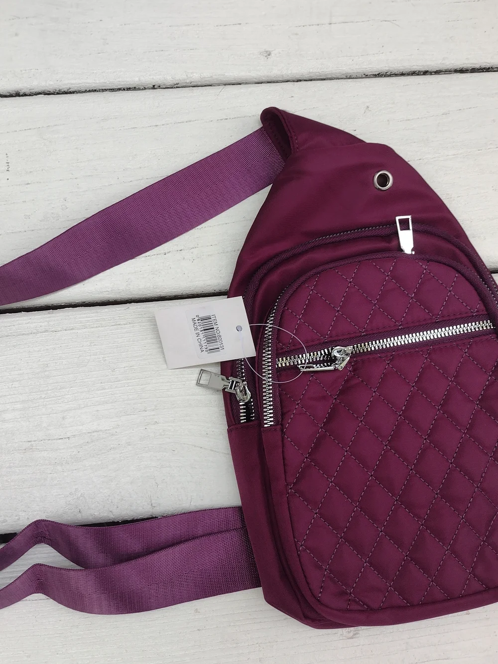 Quilted Plum Crossbody Sling Bag - Unbranded